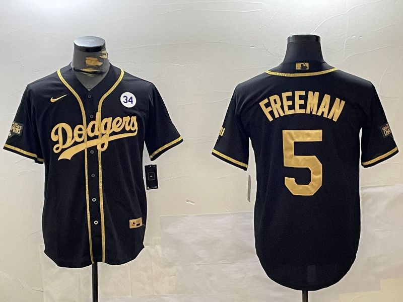 Men Los Angeles Dodgers #5 Freeman Black Gold Fashion Nike 2024 MLB Jersey style 11202->los angeles dodgers->MLB Jersey